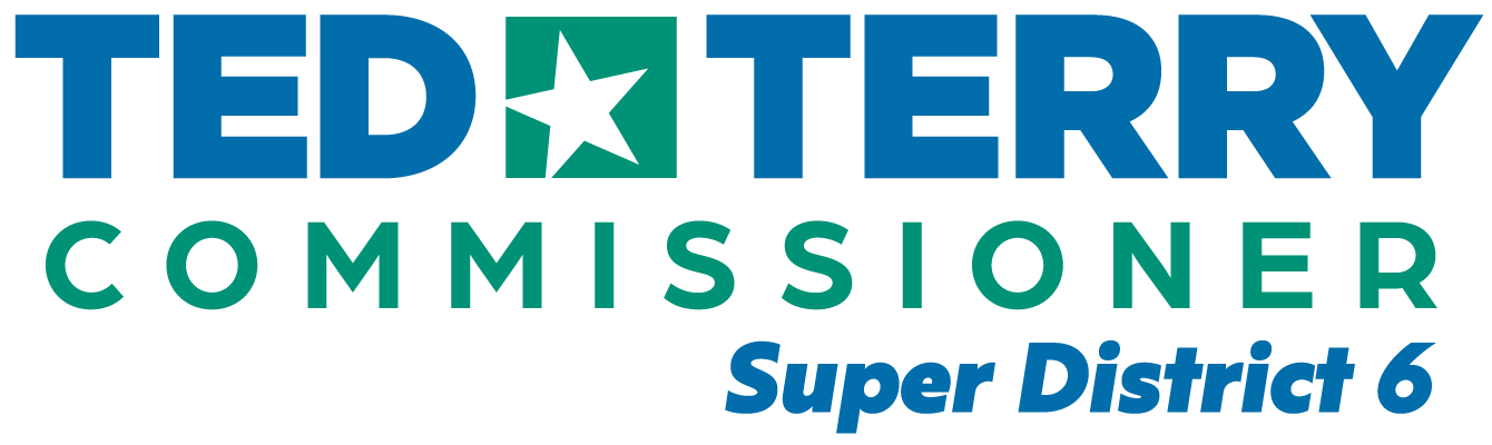 Ted Terry Commissioner logo with star, Super District 6.