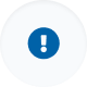 Blue exclamation mark icon on a white circular background.